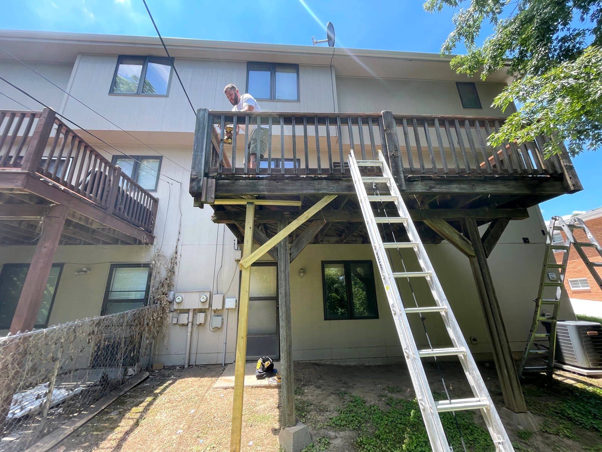 Old second-story deck before replacement
